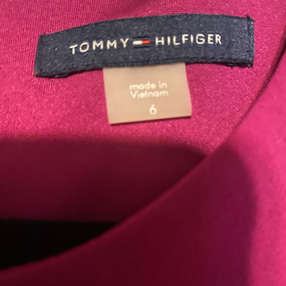 Tommy Hilfiger Magenta, White & Black Colorblock Midi Sheath Dress - Picture 3 of 3